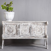 Rajasthan Hand carved Furniture Antique Solid Wood Damchiya in All White